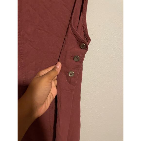 Vintage Womens Maxi Dress Medium Burgundy Silk Sleeveless Relaxed Lagenlook 90s - Picture 2 of 7